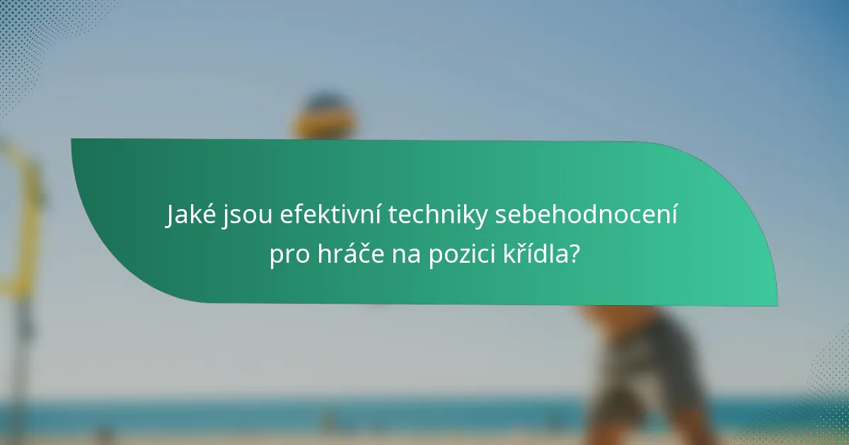 Jaké jsou efektivní techniky sebehodnocení pro hráče na pozici křídla?